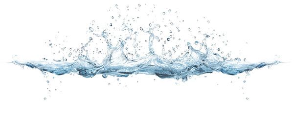A splash of water is shown in a white background