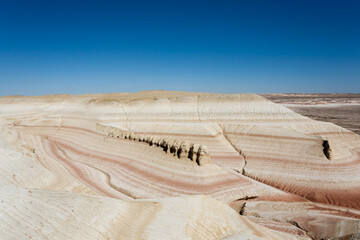 Kyzylkup plateau landscape, Mangystau desert. Rock strata formations