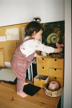 Baby one year old on working desk