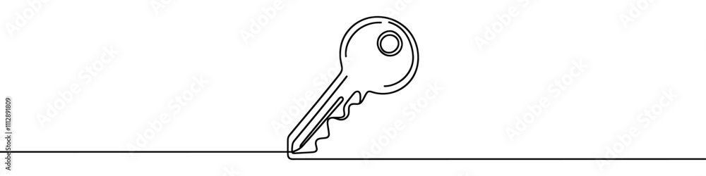 Aufkleber continuous line drawing of a key is suggesting concepts of security and access