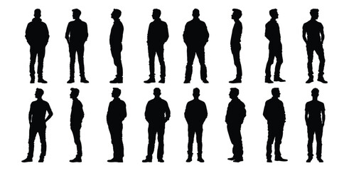 Man silhouettes set, people pack of vector silhouette design, isolated background