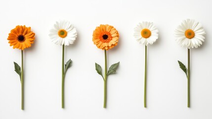 Obraz premium Collection of Vibrant Flowers with Green Stems
