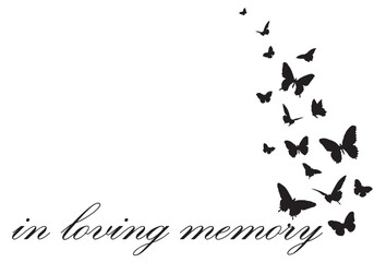 In loving memory illustration with butterflies