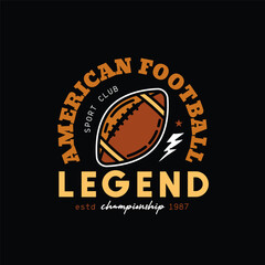 American football club emblem. Original vector illustration in vintage style. T-shirt design.