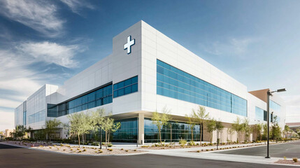 Obraz premium Modern Medical Building Exterior Healthcare Facility Clinic Architecture