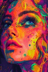 Fototapeta premium psychedelic woman full face colorful portrait