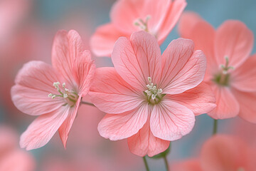 Obraz premium Delicate Pink Flowers Softly Blooming in Nature