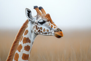 Obraz premium Young Giraffe Profile In Savanna Grassland