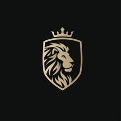 Lion with crown icon flat vector design