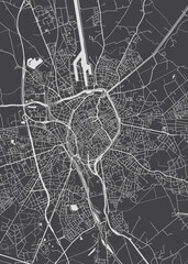 City map Bruges, monochrome detailed plan, vector illustration