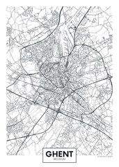 Obraz premium City map Ghent, detailed urban planning travel vector poster design