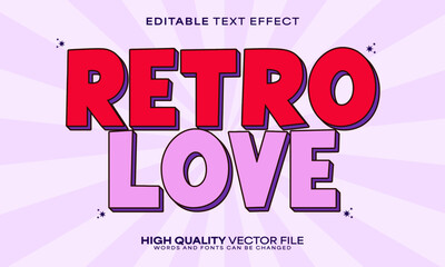 Love text effect, editable text effect and romance 3d font style bold shadow retro poster design
