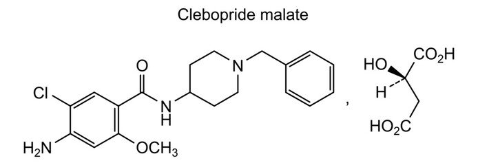 Chemical structure of clebopride malate, drug substance