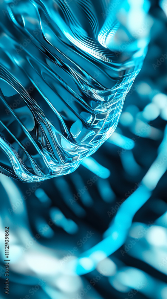 Poster elegant blue fabric waves create a visual rhythm in a textured display under soft lighting, showcasi