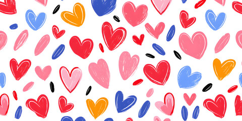 Seamless Pattern in Pastel Colours with a Light, Soft Love Hearts Theme, Perfect for Romantic and Heartfelt Designs