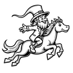  Leprechaun Riding Galloping Horse with Joy