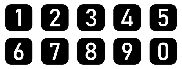 Set of 1 to 9 numbers vector icon set. Typography set of rounds 1 to 9 Numbers. Bullet point number icon collection. Numeral typographic line and flat icons set. Simple design. Vector illustration.