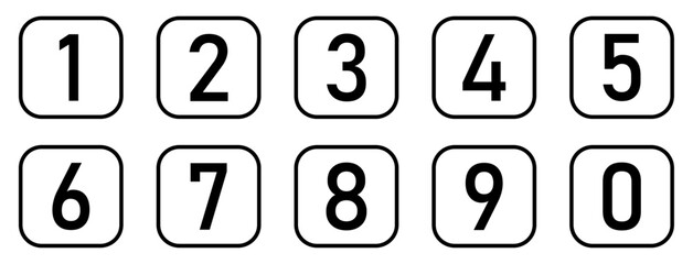 Set of 1 to 9 numbers vector icon set. Typography set of rounds 1 to 9 Numbers. Bullet point number icon collection. Numeral typographic line and flat icons set. Simple style. Vector illustration.