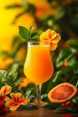Tequila Sunrise cocktail on a minimalistic summer background. for menus, for bars. for a banner, for advertising.