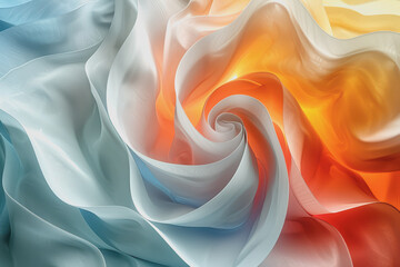 Obraz premium A striking 3D background featuring dynamic swirling shapes in gradient colors resembling ornaments.