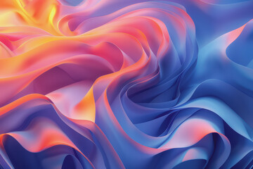 Fototapeta premium A striking 3D background featuring dynamic swirling shapes in gradient colors resembling ornaments.