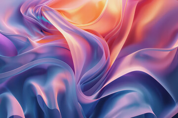 Obraz premium A striking 3D background featuring dynamic swirling shapes in gradient colors resembling ornaments.