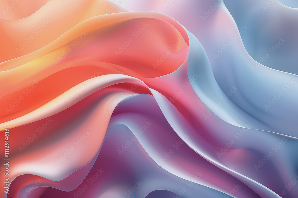 Poster a striking 3d background featuring dynamic swirling shapes in gradient colors resembling ornaments.