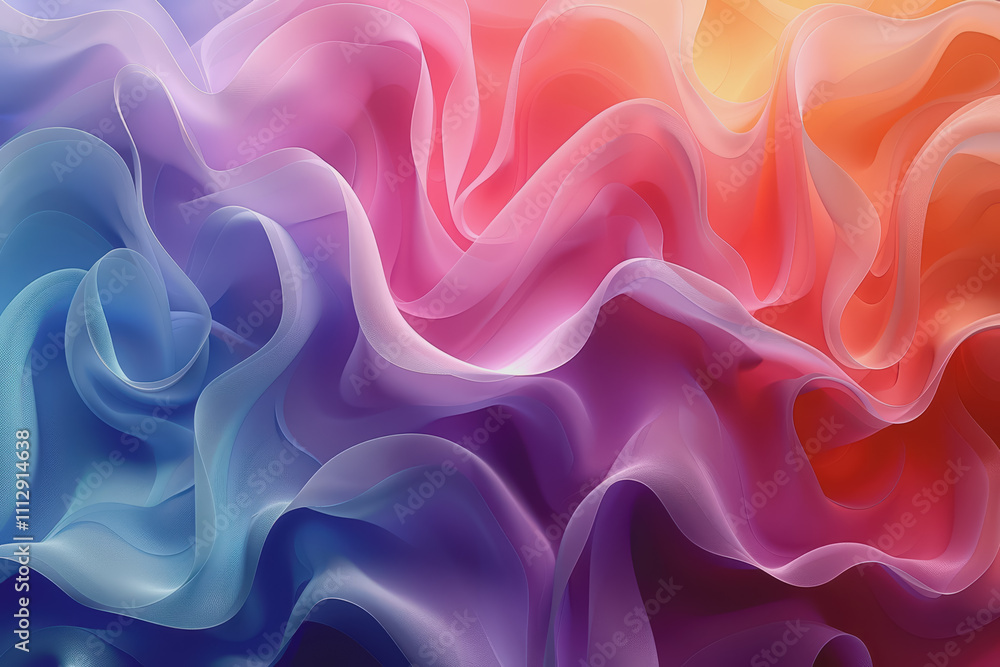 Poster a striking 3d background featuring dynamic swirling shapes in gradient colors resembling ornaments.
