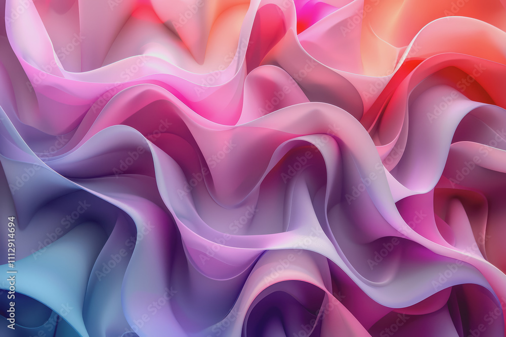 Poster a striking 3d background featuring dynamic swirling shapes in gradient colors resembling ornaments.