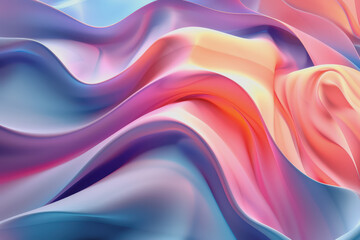 A striking 3D background featuring dynamic swirling shapes in gradient colors resembling ornaments.