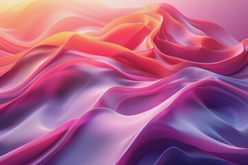 A striking 3D background featuring dynamic swirling shapes in gradient colors resembling ornaments.