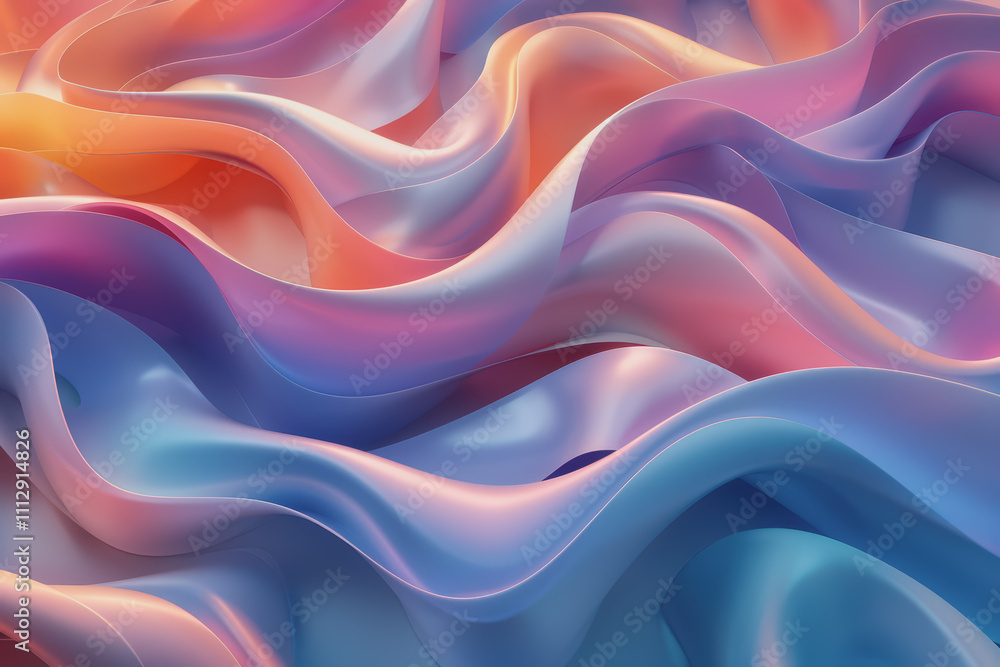 Poster a striking 3d background featuring dynamic swirling shapes in gradient colors resembling ornaments.