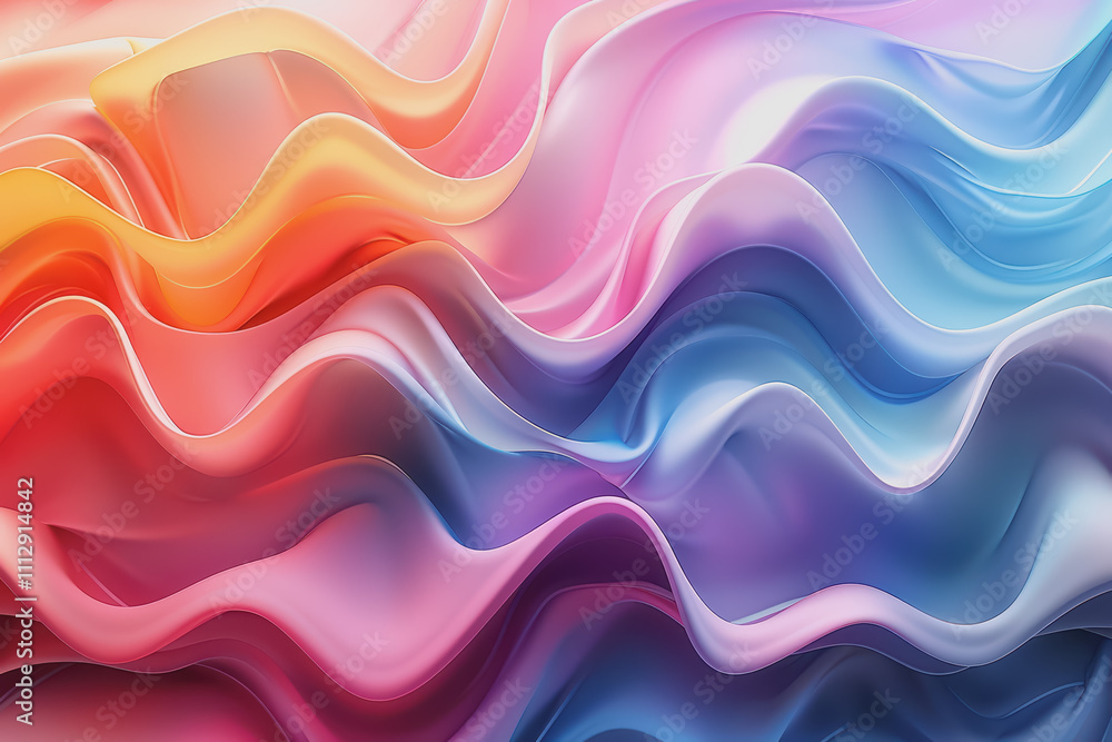 Poster a striking 3d background featuring dynamic swirling shapes in gradient colors resembling ornaments.