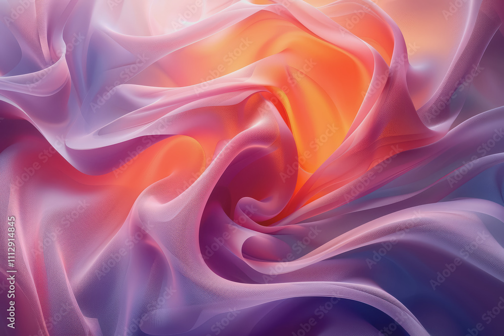 Poster a striking 3d background featuring dynamic swirling shapes in gradient colors resembling ornaments.