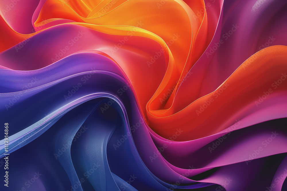 Poster a striking 3d background featuring dynamic swirling shapes in gradient colors resembling ornaments.