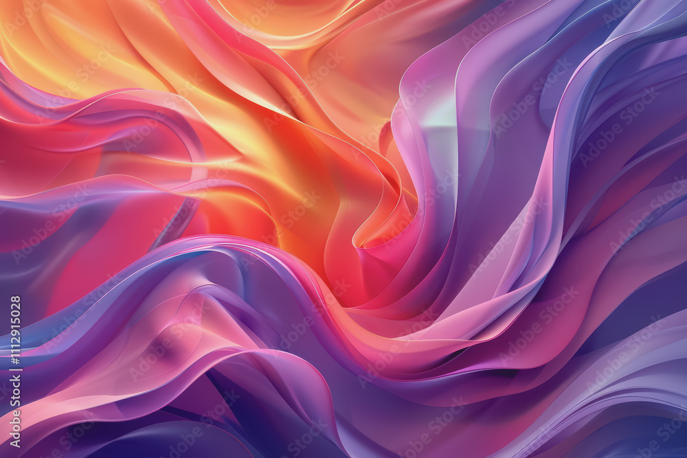 Poster a striking 3d background featuring dynamic swirling shapes in gradient colors resembling ornaments.
