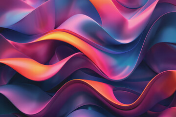 Fototapeta premium A striking 3D background featuring dynamic swirling shapes in gradient colors resembling ornaments.