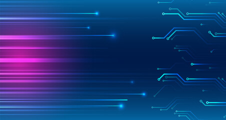 Wide Cyber security internet and networking concept. Hi-tech vector illustration with various technology elements. Abstract global sci fi concept. Digital internet communication on blue background.