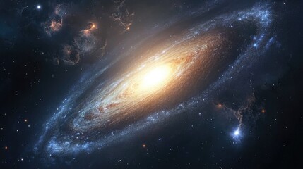 Obraz premium Celestial Dreamscape: Starry Night Sky Featuring a Majestic Galaxy Over Cosmic Horizons