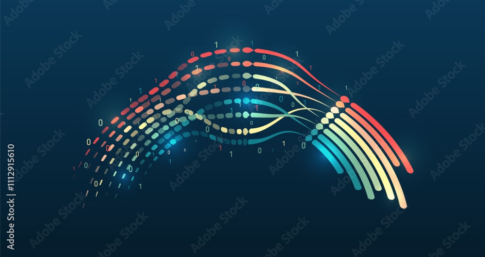Leinwandbilder Big data visualization. Futuristic network or business analytics. Structuring the flow of information. Data analytics concept. Sorting a large amount of data on a dark background.