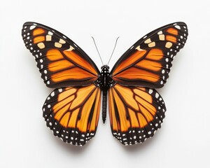 Fototapeta premium Monarch Butterfly Development Stages. Isolated Insect with White Wings on a Summer Nature Background