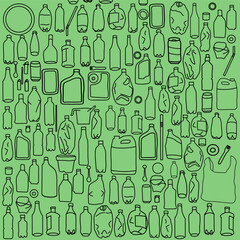 Vector patkrn outline of plastic bottles and garbage
