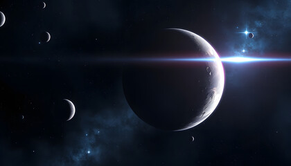 fantasy space background, science fiction planet exploration 3d illustration isolated with white highlights, png