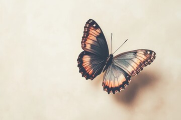Obraz premium Colorful butterfly with intricate wings gracefully hovering against a soft background