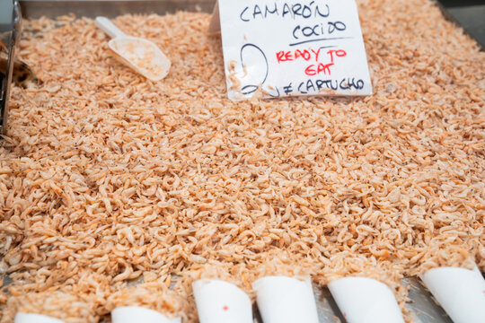 Fresh small shrimp in the market