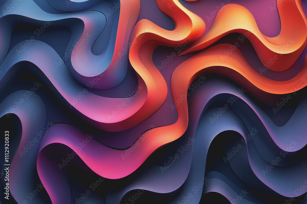 Poster a striking 3d background featuring dynamic swirling shapes in gradient colors resembling ornaments.