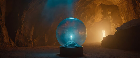 mystical orb radiating light in a cosmic scene
