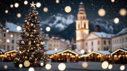 Twinkling lights illuminate the festive stalls at the Christmas market in Trier, showcasing delicacies against a night sky backdrop