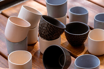 variety of ceramic mugs