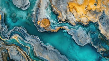 Fototapeta premium Abstract Teal and Gold Marble Texture: A Serene Aquatic Dreamscape